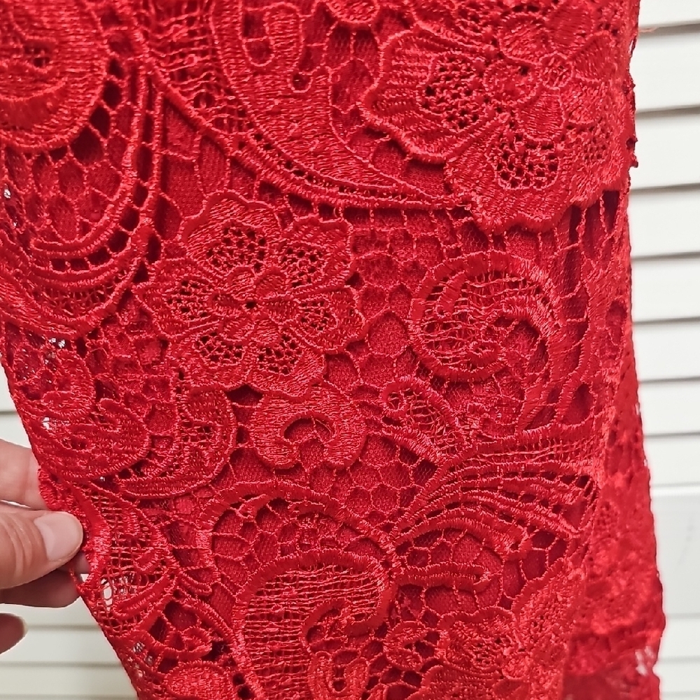 VENUS Sexy Red Lace Mini Bodycon Dress Sz 10 Like New - Picture 6 of 9